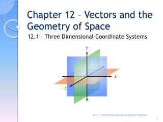 Chapter 12 – Vectors and the Geometry of Space