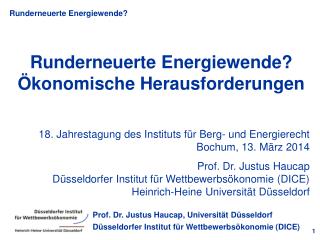 Runderneuerte Energiewende? Ökonomische Herausforderungen