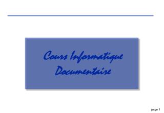 Cours Informatique Documentaire