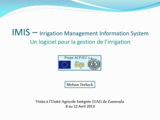 IMIS – Irrigation Management Information System Un logiciel pour la gestion de l’irrigation