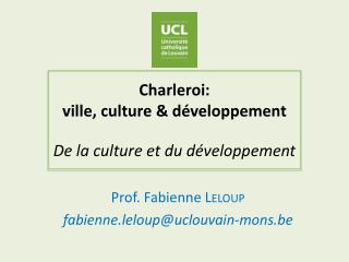 Charleroi: ville, culture &amp; développement De la culture et du développement