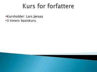 Kurs for forfattere