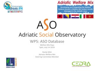 WP5: ASO Database Welfare Mix Days Sptit , July 3-4 2014 Ranko Milić Adriatic Welfare Mix