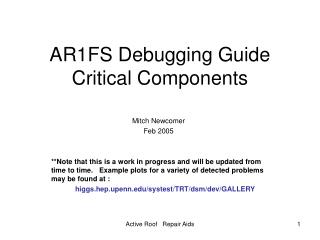 AR1FS Debugging Guide Critical Components