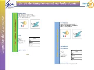 Livrets de formation en milieu Professionnel