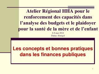 Les concepts et bonnes pratiques dans les finances publiques