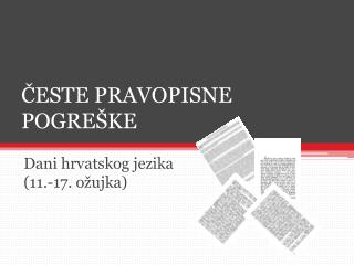 ČESTE PRAVOPISNE POGREŠKE