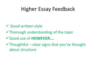 Higher Essay Feedback