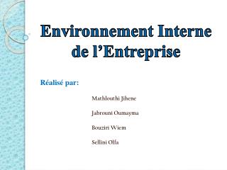 Environnement Interne de l’Entreprise