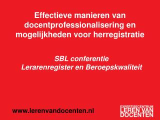 Effectieve manieren van docentprofessionalisering en mogelijkheden voor herregistratie