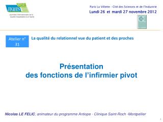 Présentation des fonctions de l’infirmier pivot