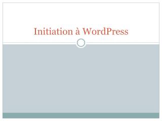 Initiation à WordPress