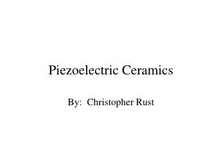 Piezoelectric Ceramics