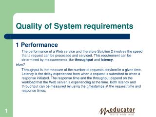 Quality of System requirements