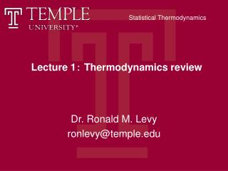 Lecture 1 ： Thermodynamics review