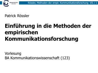 Sitzung VII: Befragung II: Fehler und Regeln