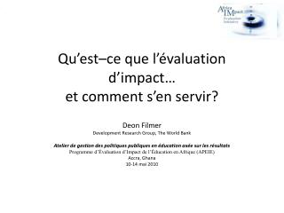 Qu’est–ce que l’évaluation d’impact … et comment s’en servir ?