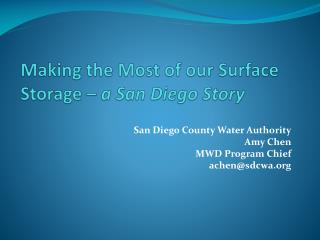 Making the Most of our Surface Storage – a San Diego Story