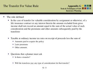 The Transfer For Value Rule
