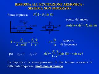 RISPOSTA ALL'ECCITAZIONE ARMONICA - SISTEMA NON SMORZATO