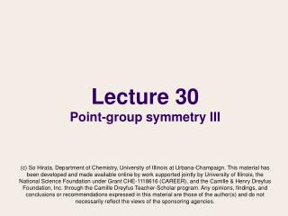 Lecture 30 Point-group symmetry III