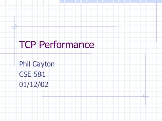 TCP Performance