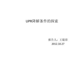 UPR 降解条件的探索