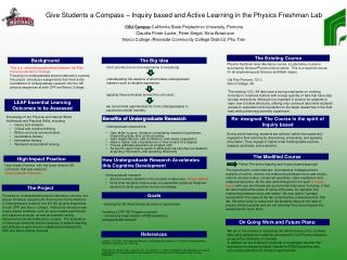 Give Students a Compass – Inquiry based and Active Learning in the Physics Freshman Lab