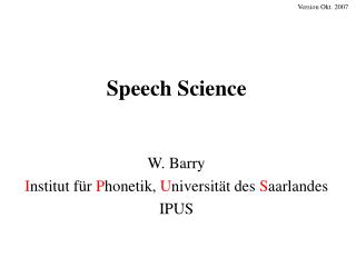 Speech Science