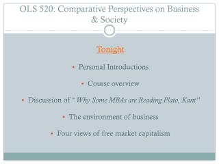 OLS 520: Comparative Perspectives on Business &amp; Society