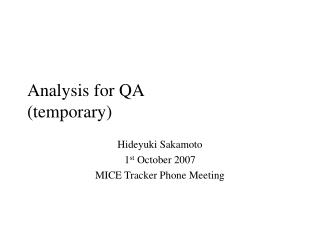 Analysis for QA (temporary)
