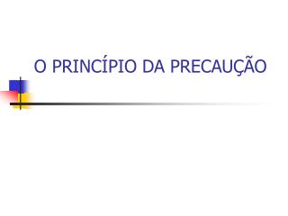O PRINCÍPIO DA PRECAUÇÃO