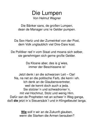 Die Lumpen Von Helmut Wagner Die Bänker sans, de großen Lumpen,