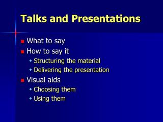 Talks and Presentations