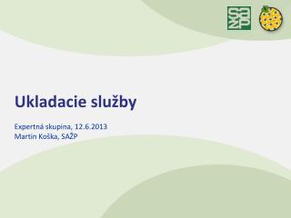Ukladacie služby Expertná skupina, 12.6.2013 Martin Ko ška, SAŽP