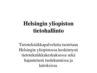 Helsingin yliopiston tietohallinto