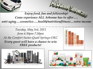 Enjoy food, fun and fellowship! Come experience ALL Arbonne has to offer…..