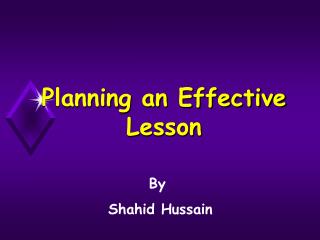 Planning an Effective Lesson