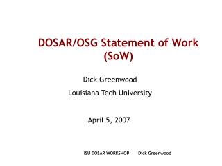 DOSAR/OSG Statement of Work (SoW)