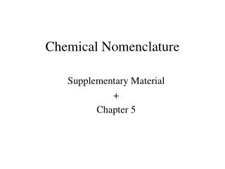 Chemical Nomenclature