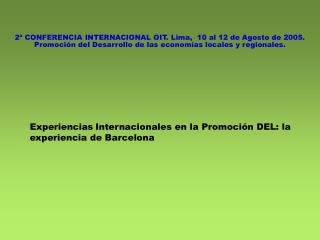 Experiencias Internacionales en la Promoción DEL: la experiencia de Barcelona