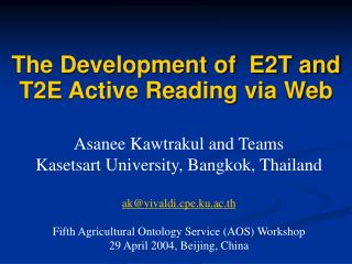 The Development of E2T and T2E Active Reading via Web