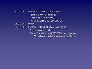 2:00-3:00 Plenary - GLOBEC NWA Finale Summary of key findings