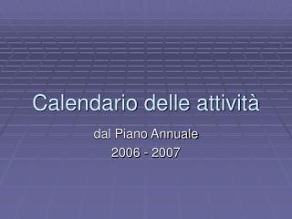 Calendario delle attività