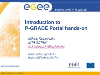 Introduction to P-GRADE Portal hands-on