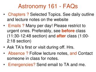 Astronomy 161 - FAQs