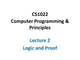 CS1022 Computer Programming &amp; Principles