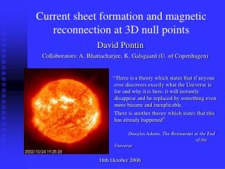 Current sheet formation and magnetic reconnection at 3D null points