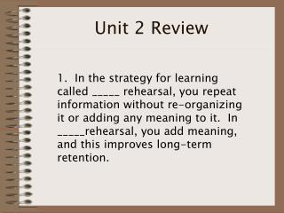 Unit 2 Review