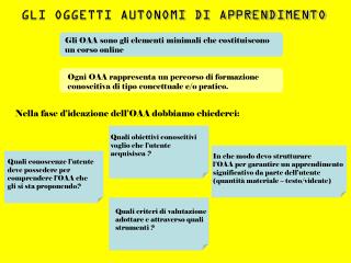 GLI OGGETTI AUTONOMI DI APPRENDIMENTO